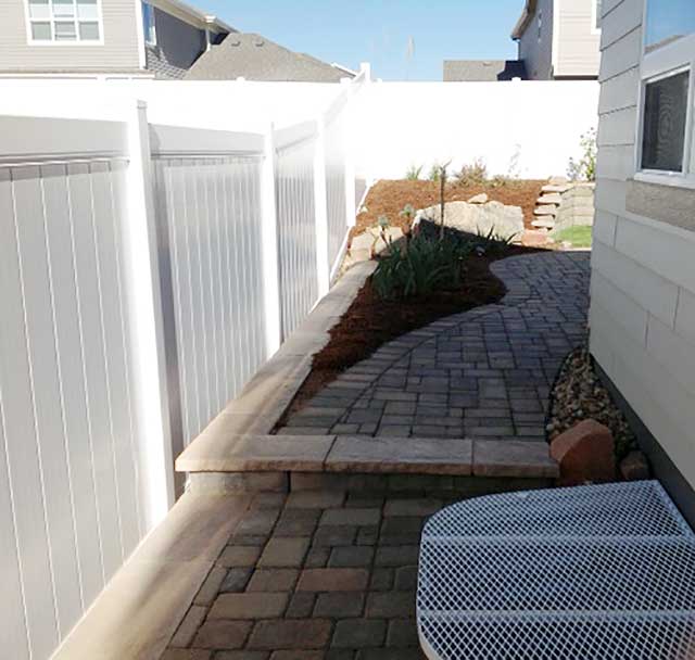 Side-yard sidewalk with Bogert Pavers