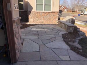 Entry patio using Colorado Buff sandstone in Erie, CO.